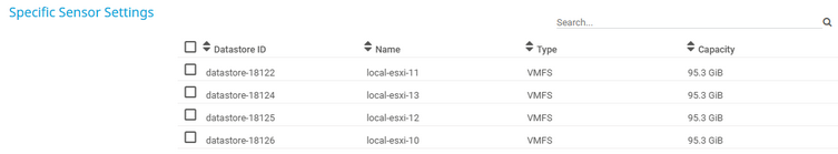 Specific Sensor Settings Specific Sensor Settings